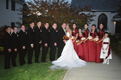 Cranberry colored wedding flowers