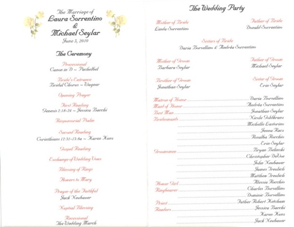 Catholic Wedding Program