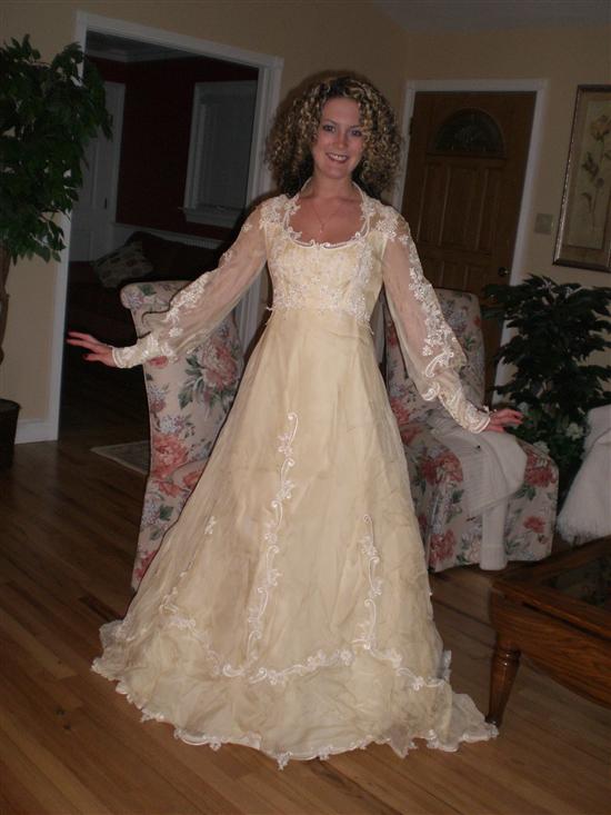 wearing my mom's wedding dress